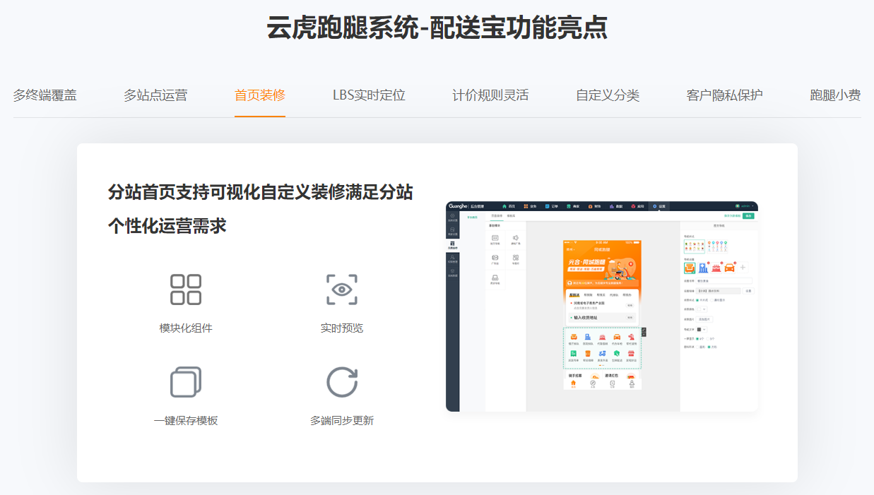 云虎跑腿系統(tǒng)-配送寶功能亮點-首頁裝修.png